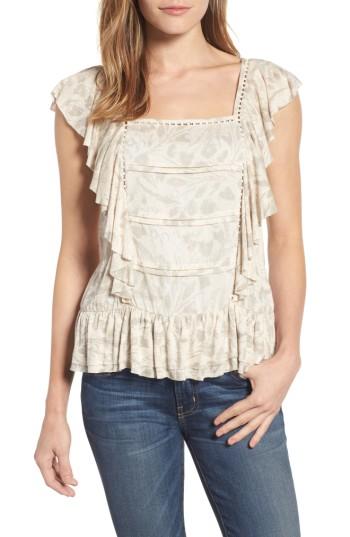 Women's Lucky Brand Mixed Media Ruffle Tank