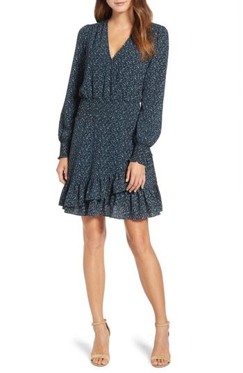 Women's Michael Michael Kors Space Dye Ruffle Dress - Black