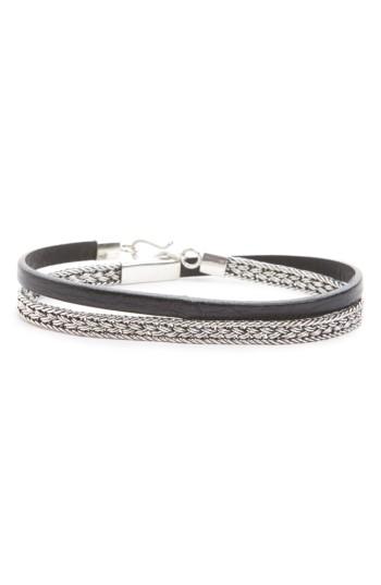 Men's Caputo & Co. Sterling Silver & Leather Wrap Bracelet