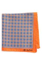 Men's David Donahue Medallion Silk Pocket Square, Size - Orange