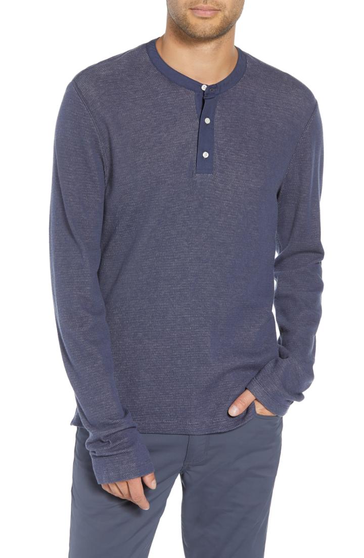 Men's Vince Classic Fit Thermal Henley - White