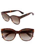 Women's Gucci 56mm Polarized Cat Eye Sunglasses - Havana/ Brown