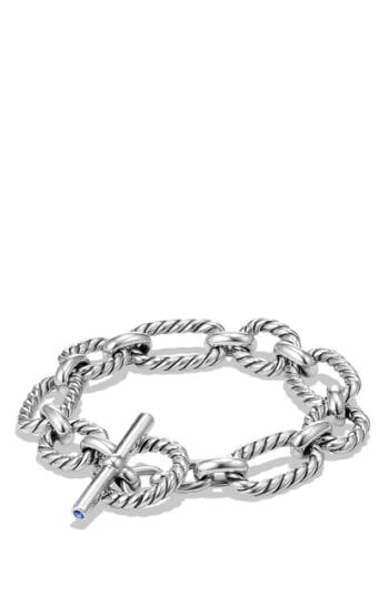 Women's David Yurman 'chain' Cushion Link Bracelet With Blue Sapphires