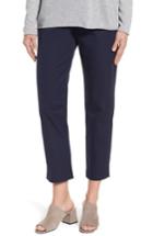 Women's Eileen Fisher Organic Stretch Cotton Twill Ankle Pants, Size - Blue