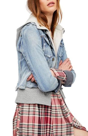 Women's Free People Double Weave Denim Jacket - Blue