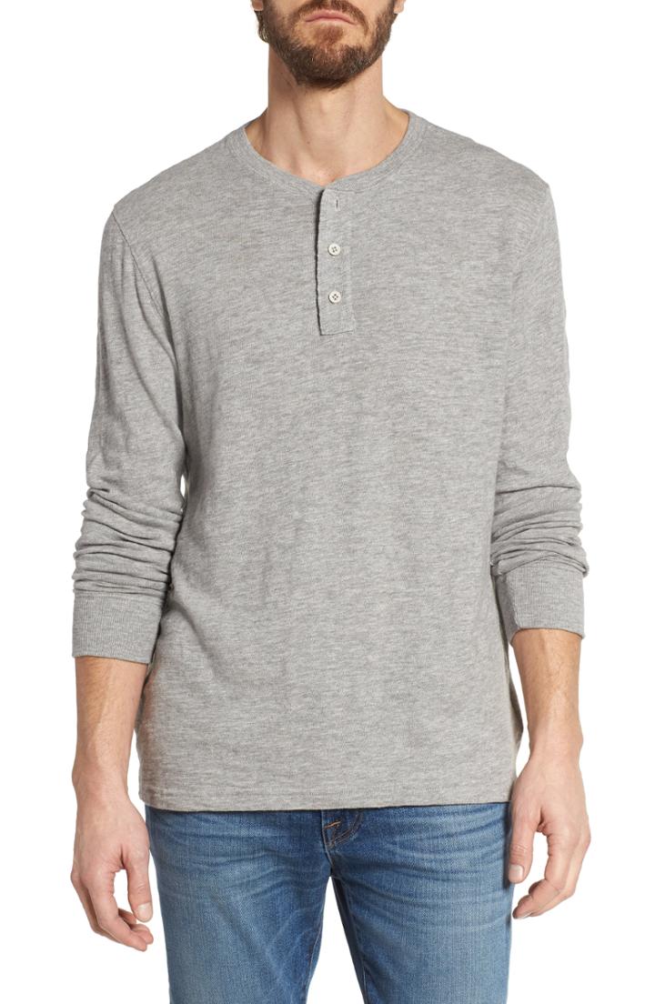 Men's Faherty Slub Cotton Henley, Size - Grey