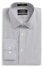 Men's Nordstrom Men's Shop Trim Fit No-iron Check Dress Shirt .5 34/35 - Black