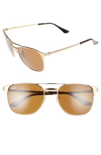 Women's Ray-ban Standard Icons Signet 55mm Retro Sunglasses - Gold/ Brown