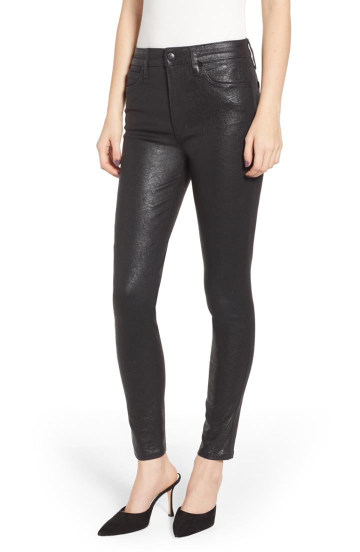 Women's Joe's Flawless - Charlie Crackle Coated High Waist Ankle Skinny Jeans - Black