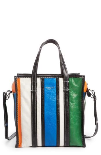 Balenciaga Small Bazar Stripe Leather Tote -