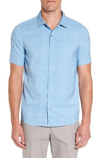 Men's Travis Mathew Uenishi Trim Fit Plaid Sport Shirt - Blue