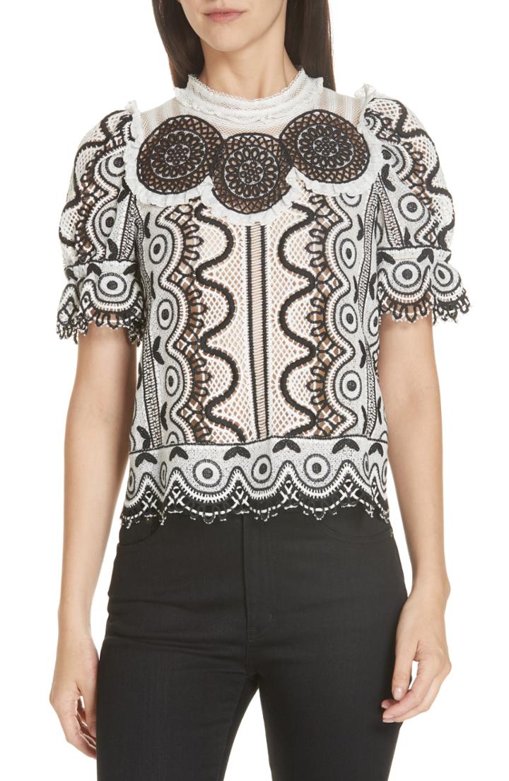 Women's Sea Lola Lace Puff Sleeve Top - Black