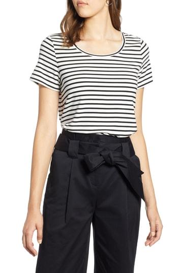 Women's Halogen Short Sleeve Shirttail Tee - Ivory
