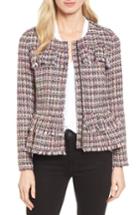 Women's Halogen Ruffle Detail Tweed Jacket - Pink