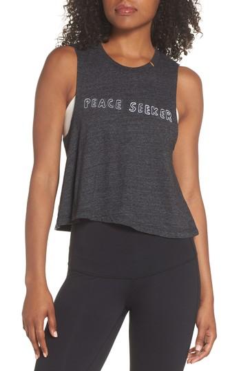 Women's Spiritual Gangster Peace Seeker Crop Tank - Black