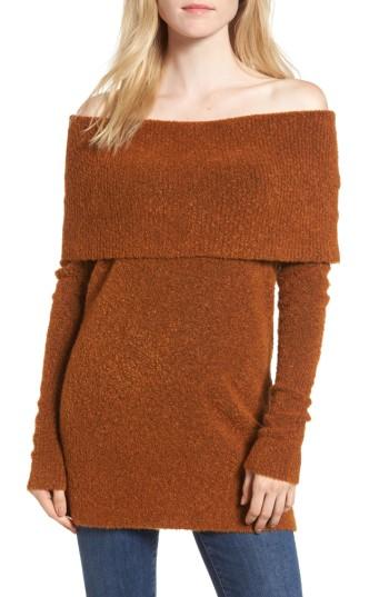 Women's Trouve Off The Shoulder Tunic, Size - Metallic