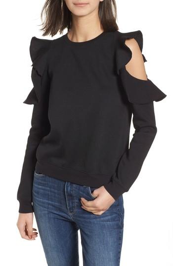 Women's Rebecca Minkoff Gracie Cold Shoulder Sweatshirt, Size - Black