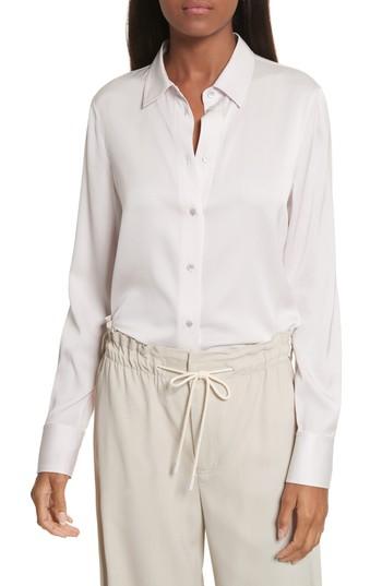 Women's Vince Slim Silk Blouse - Pink