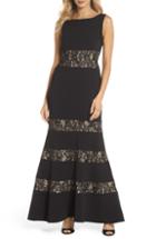 Women's Vince Camuto Lace Panel Trumpet Gown (similar To 14w) - Black