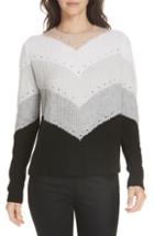 Women's Autumn Cashmere Rainbow Chevron Stripe Cashmere Sweater - Black