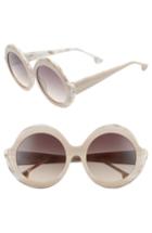 Women's Alice + Olivia Stacey 56mm Round Gradient Lens Sunglasses - Cream Horn