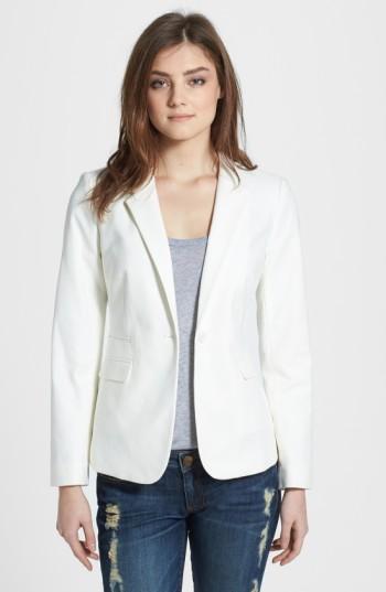 Women's Vince Camuto Stretch Cotton One-button Blazer - Ivory