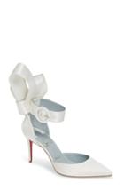 Women's Christian Louboutin Raissa Bow Ankle Strap Pump Us / 37eu - White
