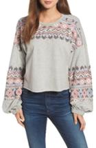 Women's Kas New York Embroidered Beaded Sweatshirt - Grey