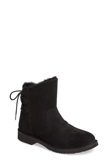 Women's Ugg Naiyah Lace-back Genuine Shearling Boot .5 M - Black