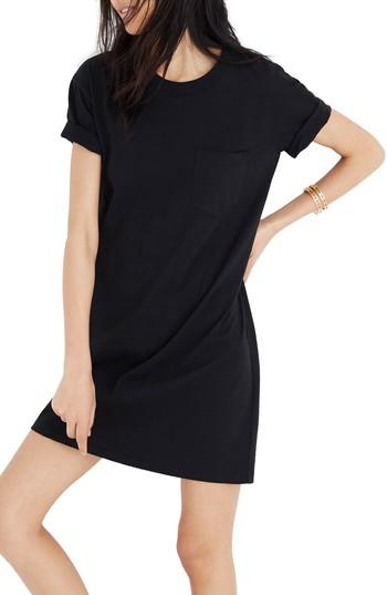 Women's Madewell Pocket T-shirt Dress, Size - Black