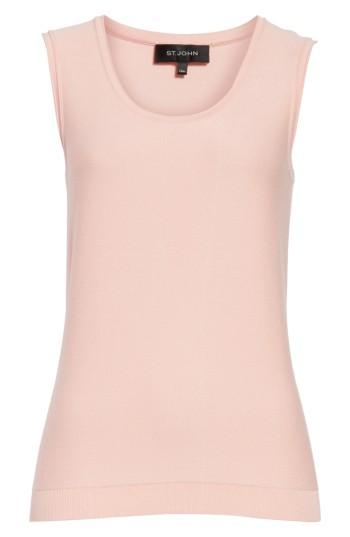 Women's St. John Collection Splash Birdseye Knit Top, Size - Pink