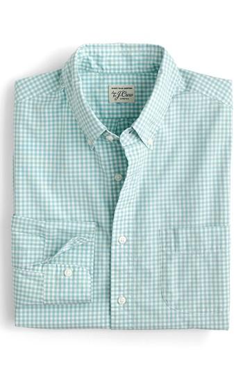 Men's J.crew Slim Fit Stretch Secret Wash Gingham Sport Shirt - Blue