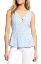 Women's Cupcakes And Cashmere Brian Embroidered Peplum Tank, Size - Blue