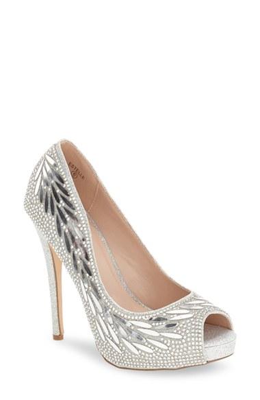 Women's Lauren Lorraine 'estelle' Peep Toe Platform Pump M - Metallic