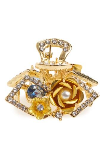 Cara Crystal & Imitation Pearl Jaw Clip, Size - Metallic