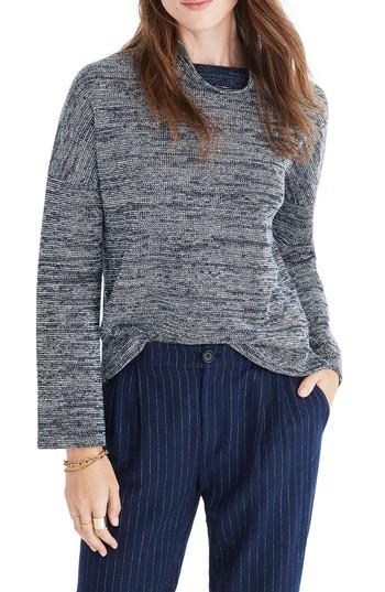 Women's Madewell Marled Mock Neck Pullover, Size - Blue