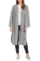 Women's Halogen Cable Knit Long Cashmere Cardigan, Size - Grey