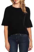 Women's Cece Flutter Sleeve Stretch Velvet Blouse, Size - Black