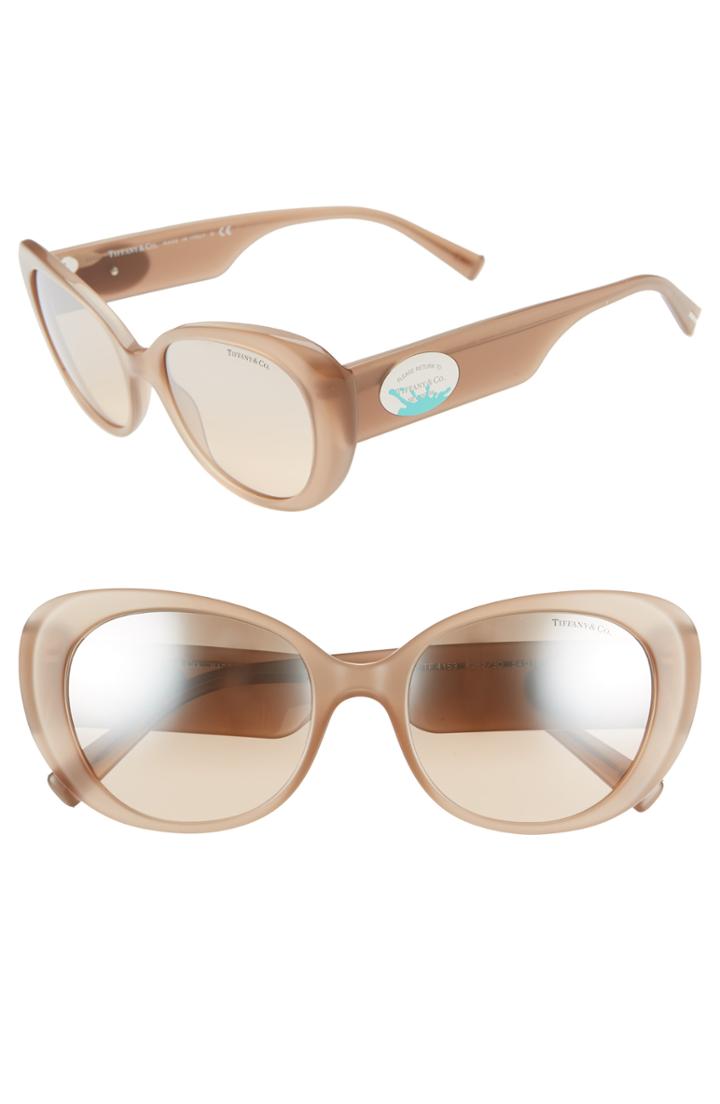Women's Tiffany & Co. Return To Tiffany 54mm Oval Sunglasses - Opal Beige Gradient Mirror