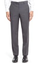 Men's Ted Baker London Flat Front Check Wool Trousers R - Grey