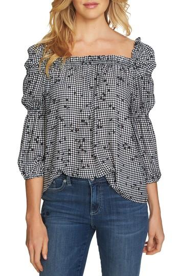 Women's Cece Square Neck Gingham Top - Black