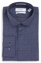 Men's Calibrate Trim Fit Non-iron Check Stretch Dress Shirt .5 - 34/35 - Blue