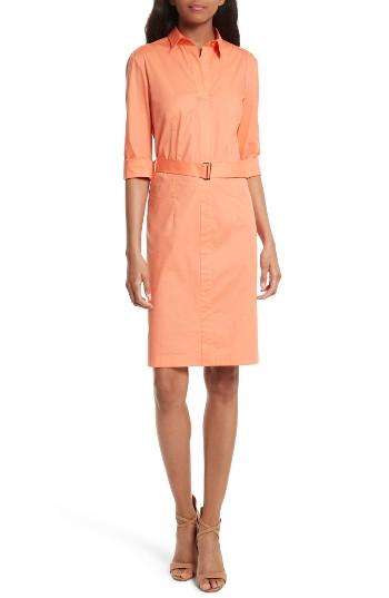 Women's Boss Dashiri Belted Shirtdress - Coral