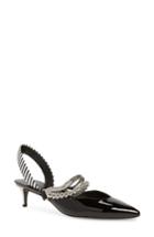 Women's Self-portrait Kitty Chain Embellished Slingback Pump Us / 36eu - Black