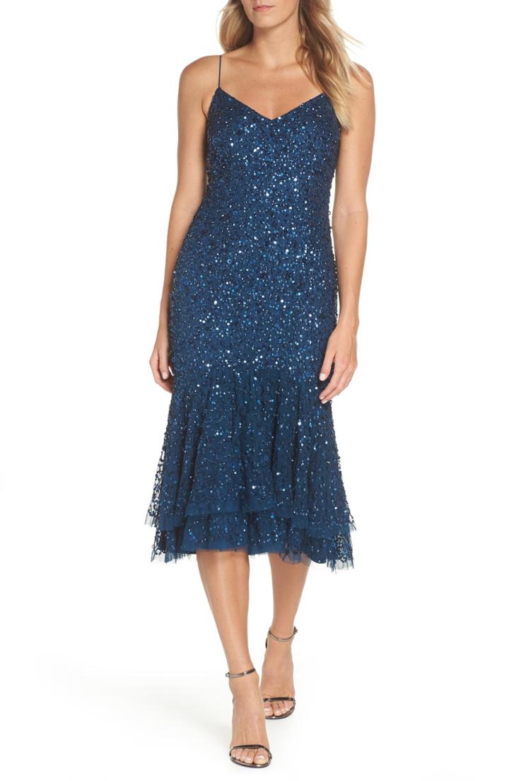 Women's Adrianna Papell Beaded Ruffle Hem Sheath Dress