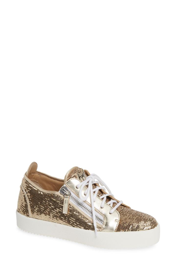 Women's Giuseppe Zanotti May London Flippable Sequin Sneaker M - Metallic