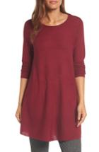 Women's Eileen Fisher Jewel Neck Tunic Sweater, Size - Red