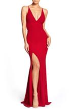 Women's Dress The Population Iris Slit Crepe Gown, Size - Red