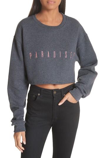 Women's Paradised Embroidered Logo Crop Sweatshirt - Grey