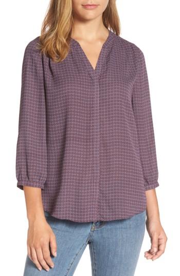 Petite Women's Nydj Pleat Back Blouse, Size P - Burgundy